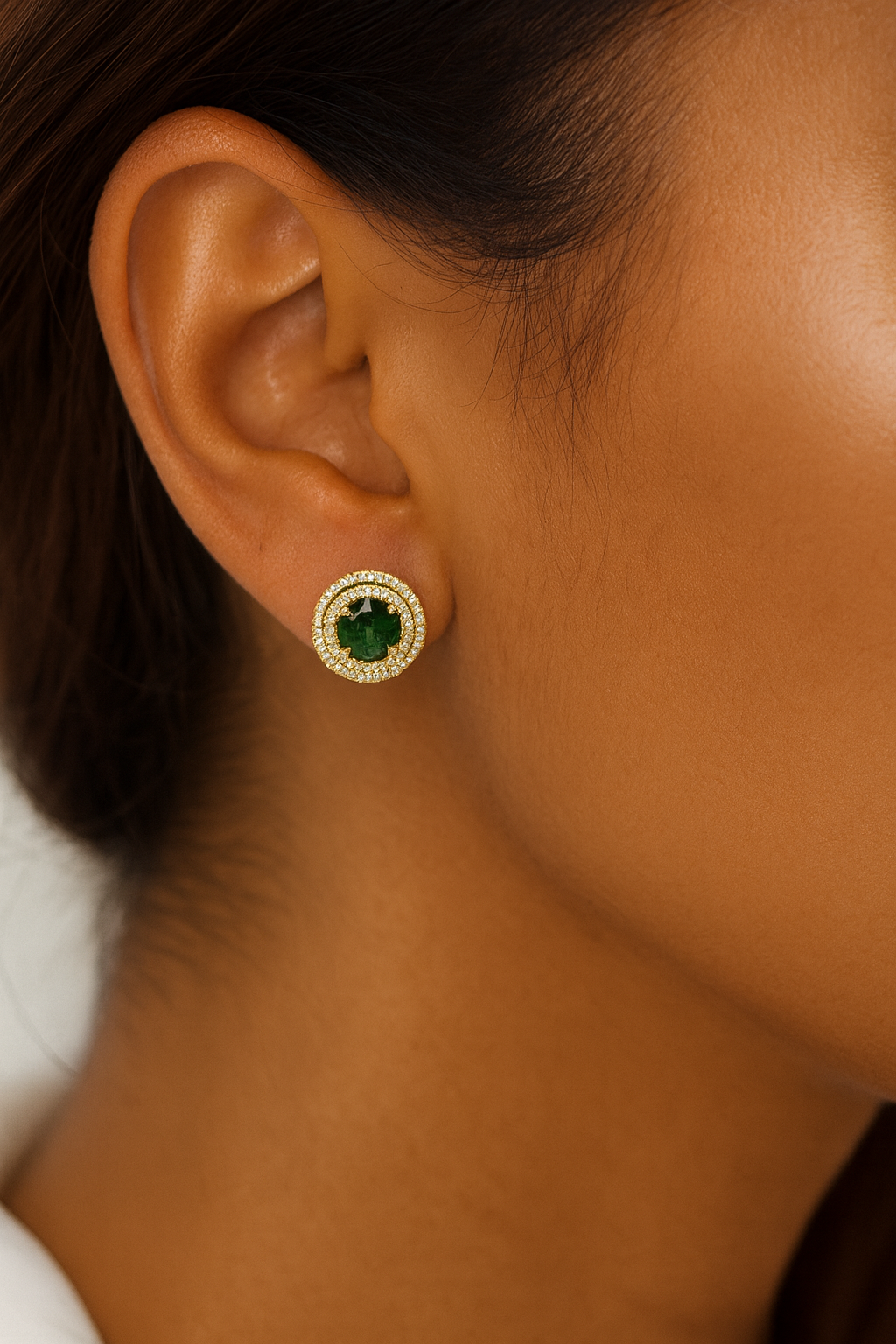 Green Double Halo Studs