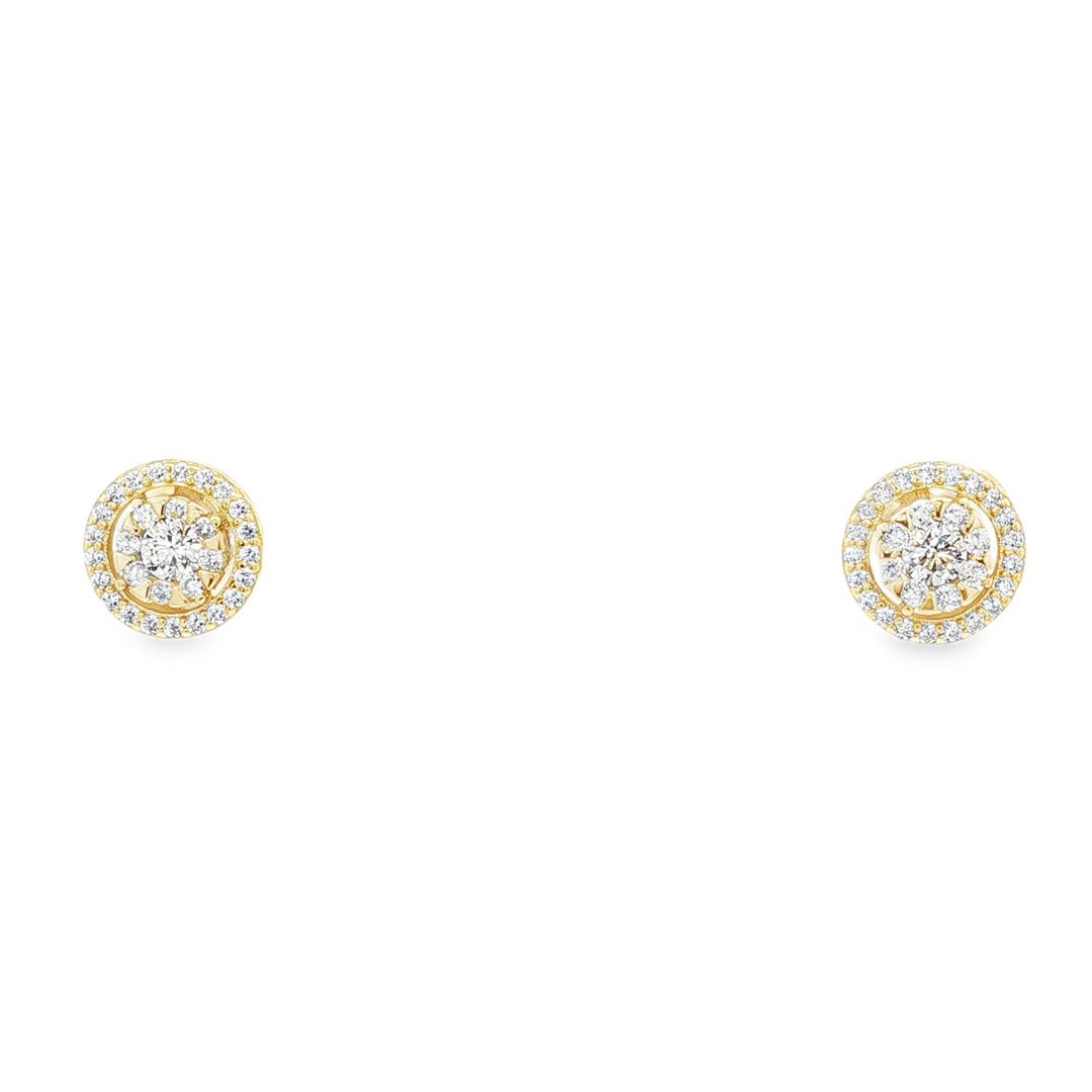 Clear Halo Studs Gold