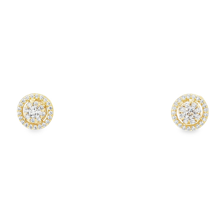 Clear Halo Studs Gold