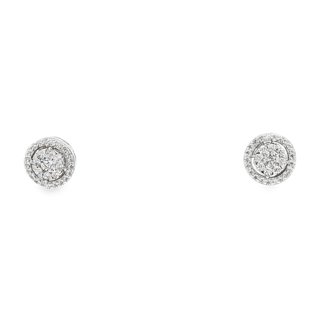 Clear Halo Studs Silver