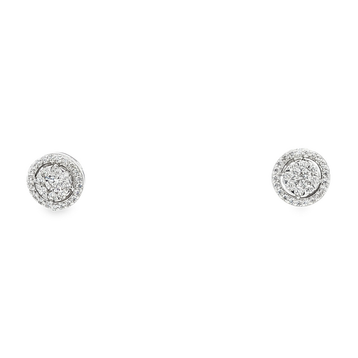 Clear Halo Studs Silver