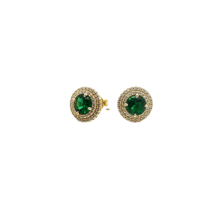 Green Double Halo Studs