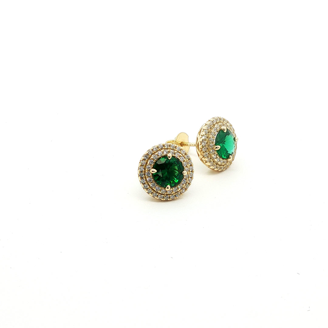 Green Double Halo Studs