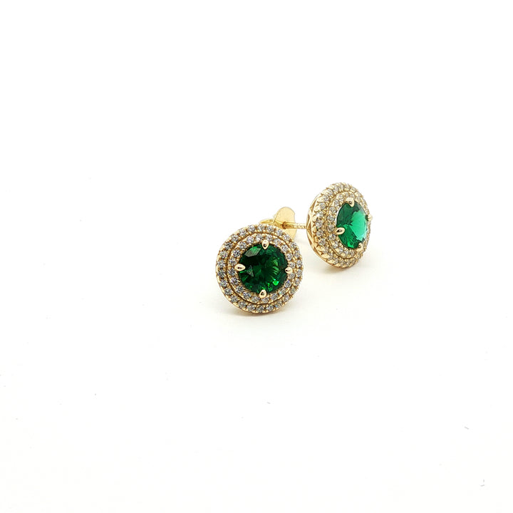 Green Double Halo Studs