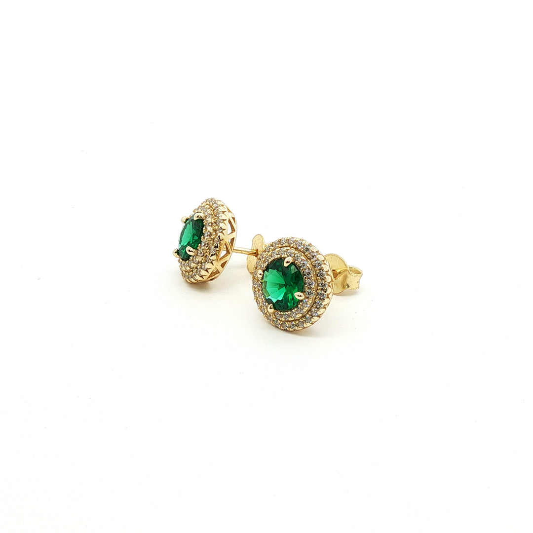 Green Double Halo Studs