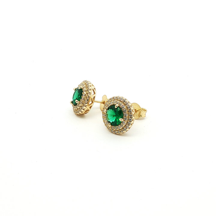 Green Double Halo Studs