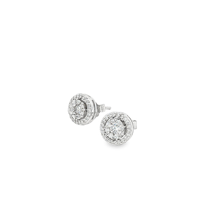 Clear Halo Studs Silver