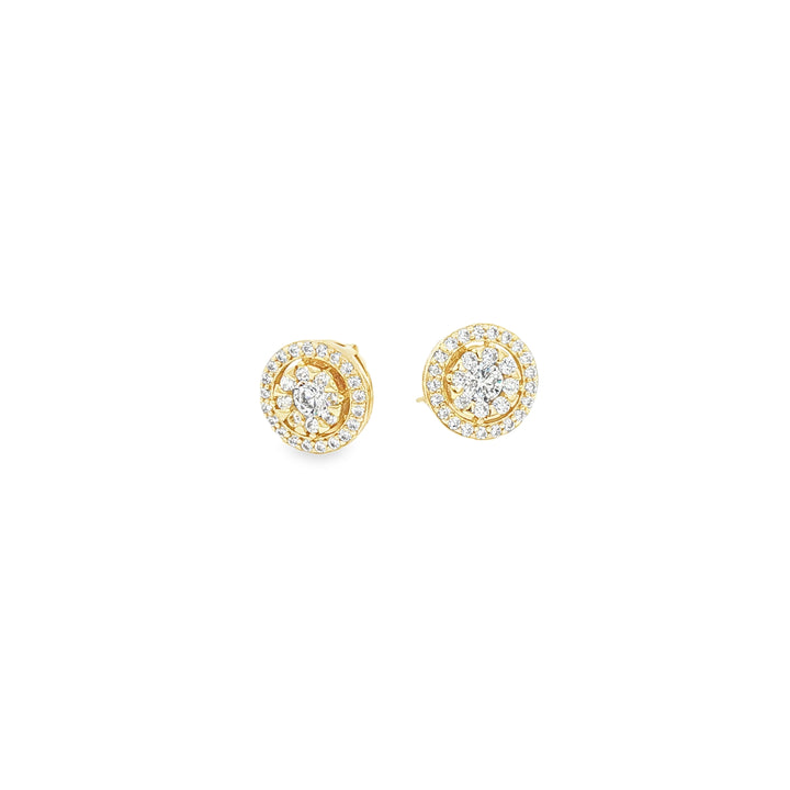 Clear Halo Studs Gold