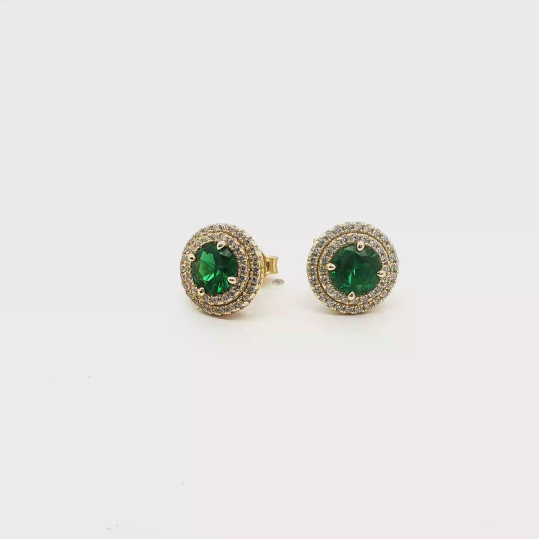 Green Double Halo Studs