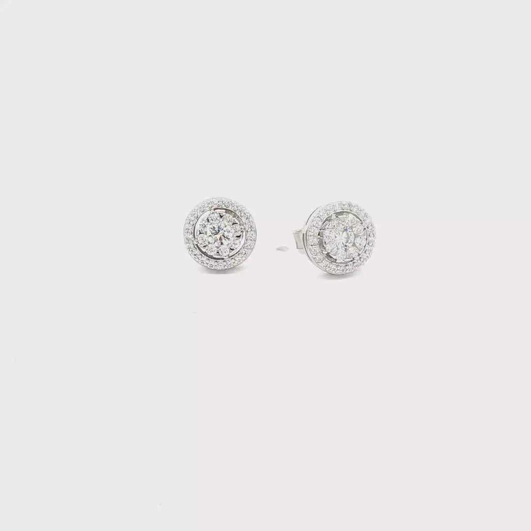 Clear Halo Studs Silver