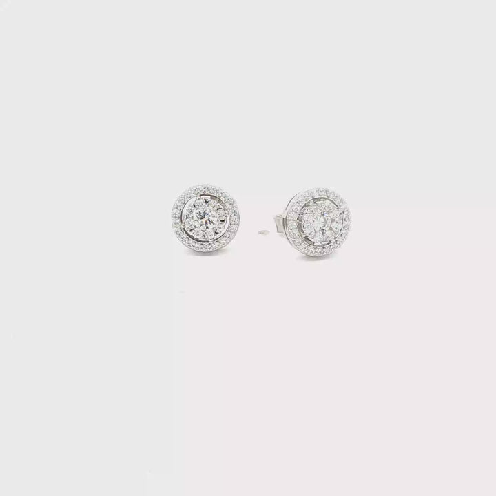 Clear Halo Studs Silver
