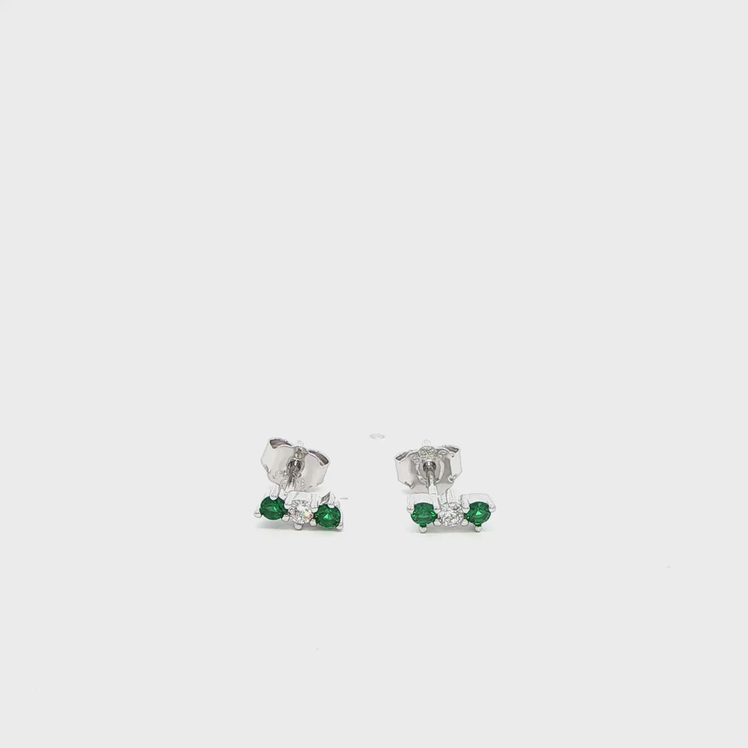 Two Emerald Silver Earrings