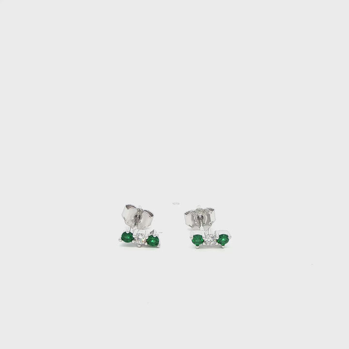 Two Emerald Silver Earrings